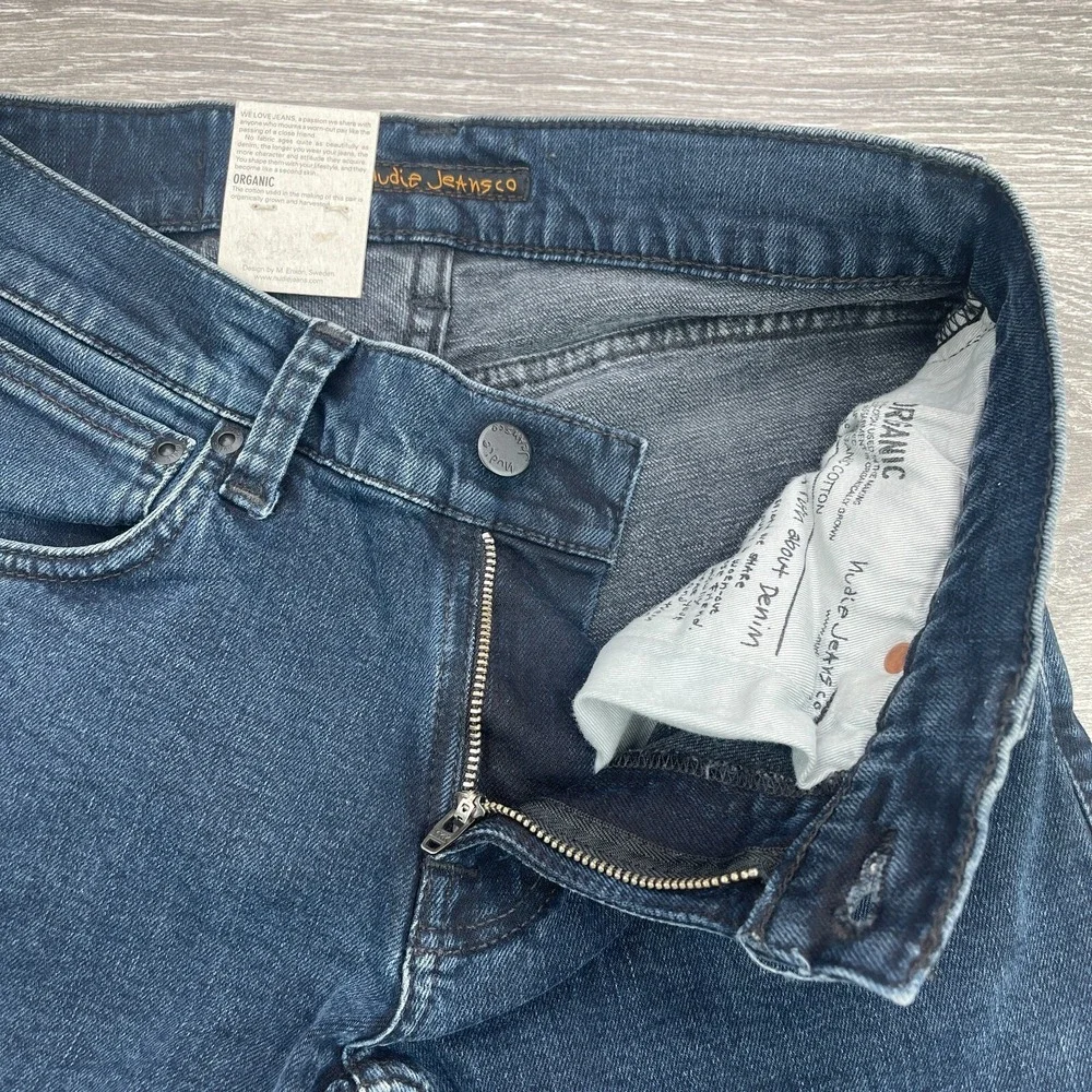 Nudie Jeans Tight Terry Mens 27x28 Blue Slim Skinny Stretch Grunge Organic New